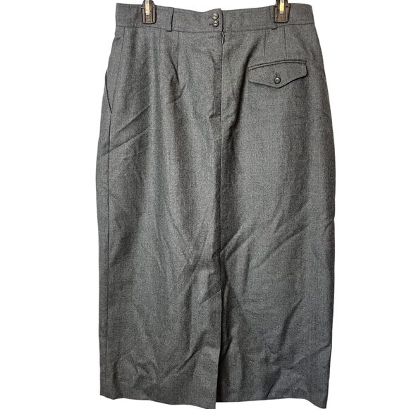 Liz Claiborne Pleated Midi Modest Vintage Gray Wool Skirt Pockets Old Money 14 - Picture 13 of 15